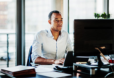 Man working on his desktop