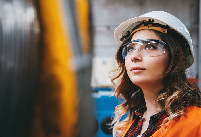 woman in a hard hat