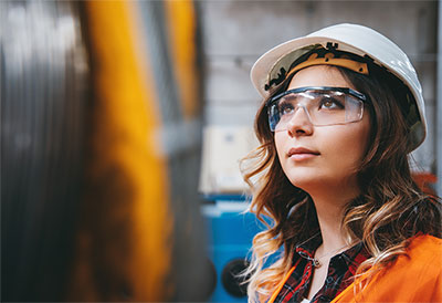 woman in a hard hat