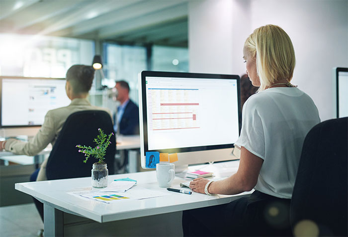 Two women working in an office