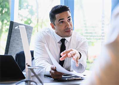 Businessman explaining a proposal.